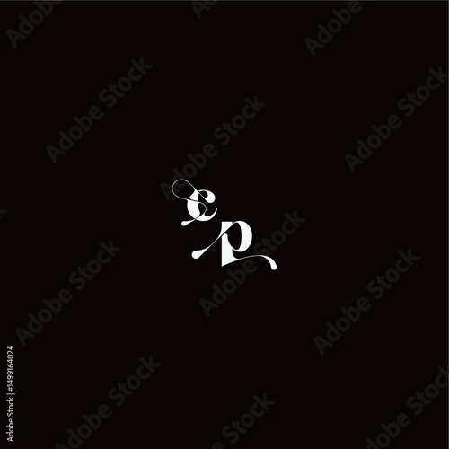 wedding typography initial monogram style and elegant concept CP organic hairline logo letter