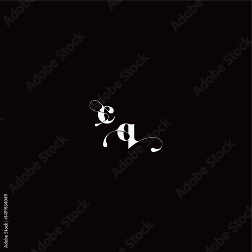 wedding typography initial monogram style and elegant concept CQ organic hairline logo letter