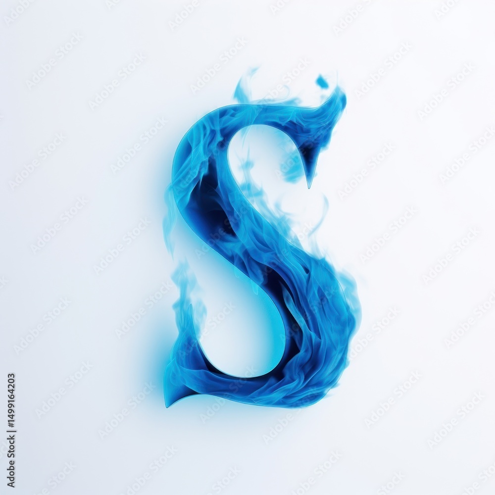 Obraz premium Blue flame letter S font creativity turquoise.