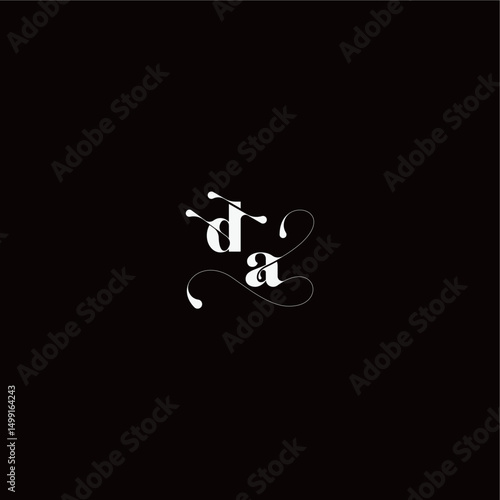 wedding typography initial monogram style and elegant concept DA organic hairline logo letter