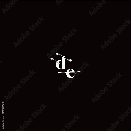wedding typography initial monogram style and elegant concept DE organic hairline logo letter