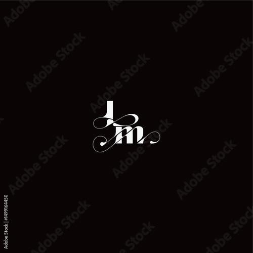 wedding typography initial monogram style and elegant concept LM organic hairline logo letter