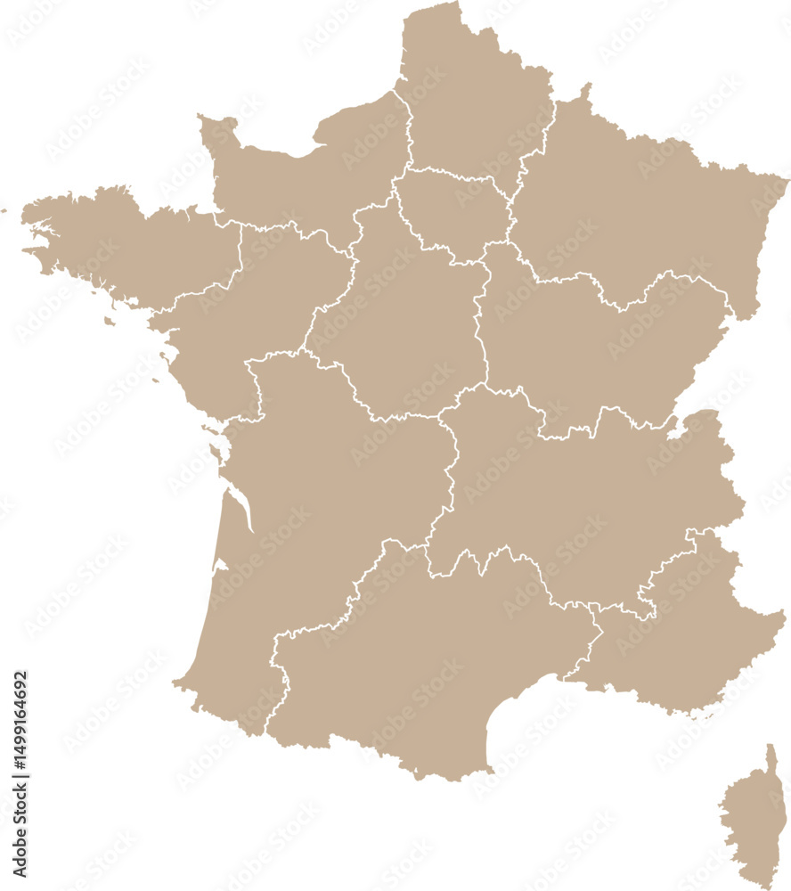 Obraz premium Carte de France avec régions