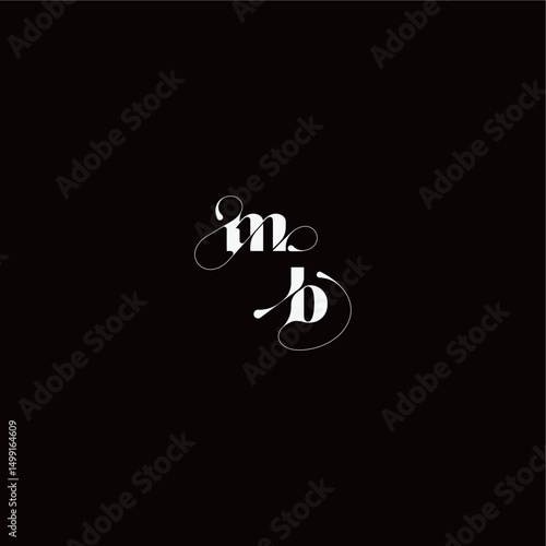 wedding typography initial monogram style and elegant concept MB organic hairline logo letter