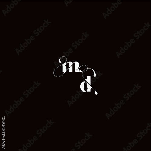 wedding typography initial monogram style and elegant concept MD organic hairline logo letter
