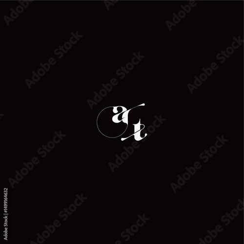 wedding typography initial monogram style and elegant concept AT organic hairline logo letter