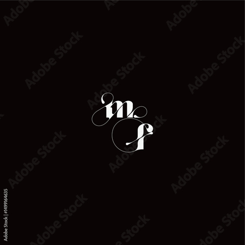 wedding typography initial monogram style and elegant concept MF organic hairline logo letter