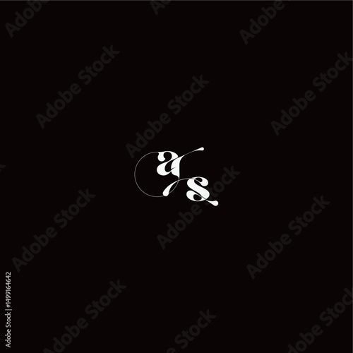 wedding typography initial monogram style and elegant concept AS organic hairline logo letter