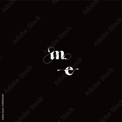 wedding typography initial monogram style and elegant concept ME organic hairline logo letter