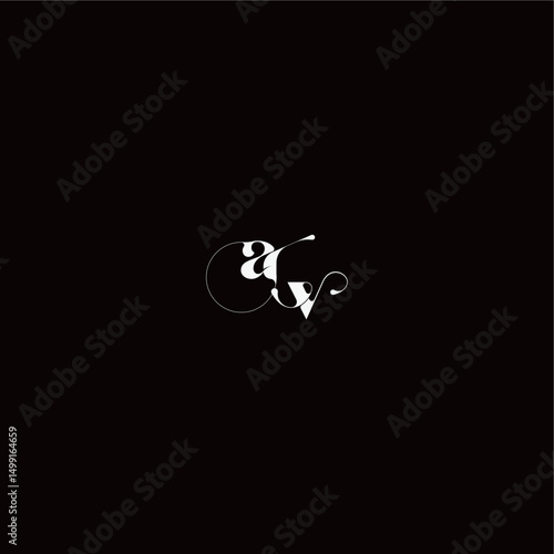 wedding typography initial monogram style and elegant concept AV organic hairline logo letter