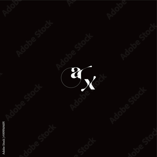 wedding typography initial monogram style and elegant concept AX organic hairline logo letter