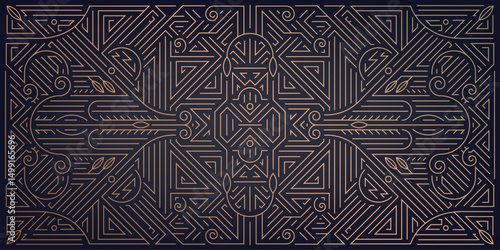 Vector line art deco gatsby pattern, golden geometric background, modern texture premium elegant illustration. Prestige abstract vintage fancy ornament