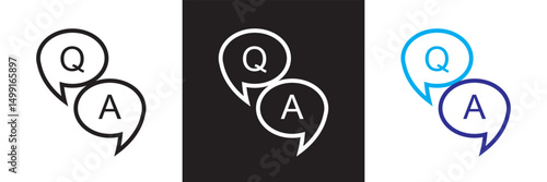Questions and answers icon with speech bubble and q and a letters.  Vector for websites, mobile interfaces, presentations, banner, visual branding etc. Vector illustration. EPS 10