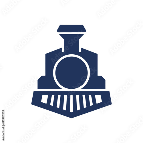 Blue Steam Train Front with Smoke