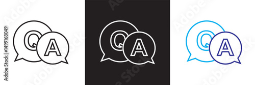 Questions and answers icon with speech bubble and q and a letters.  Vector for websites, mobile interfaces, presentations, banner, visual branding etc. Vector illustration. EPS 10