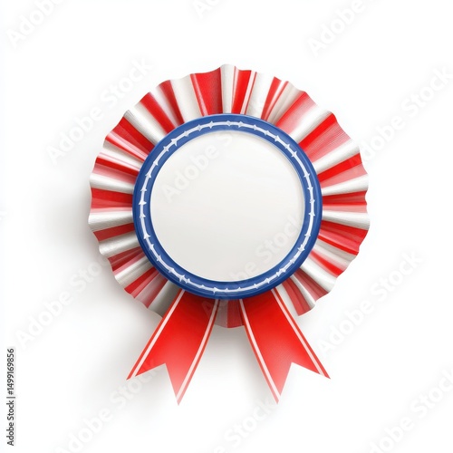 Approved clearance badge and decorative ribbon, a recognition combo isolated against a bright white backdrop.