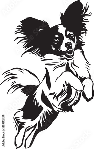 jumping papillon dog