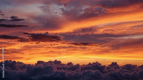 Wallpaper Mural Sunset view from above the clouds during golden hour with warm colors and peaceful sky atmosphere, representing calm nature and dreamy flight scenes. Torontodigital.ca