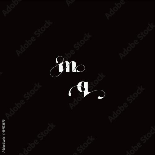 wedding typography initial monogram style and elegant concept MQ organic hairline logo letter