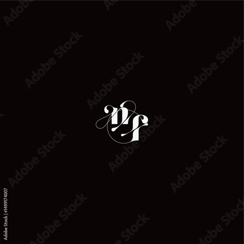 wedding typography initial monogram style and elegant concept NF organic hairline logo letter