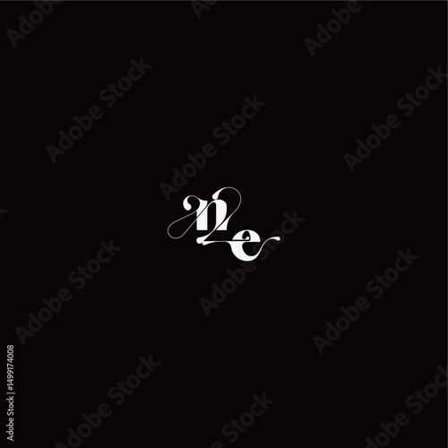 wedding typography initial monogram style and elegant concept NE organic hairline logo letter