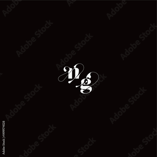 wedding typography initial monogram style and elegant concept NG organic hairline logo letter