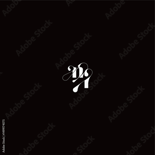 wedding typography initial monogram style and elegant concept NI organic hairline logo letter