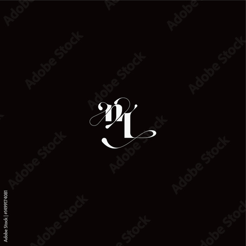 wedding typography initial monogram style and elegant concept NL organic hairline logo letter