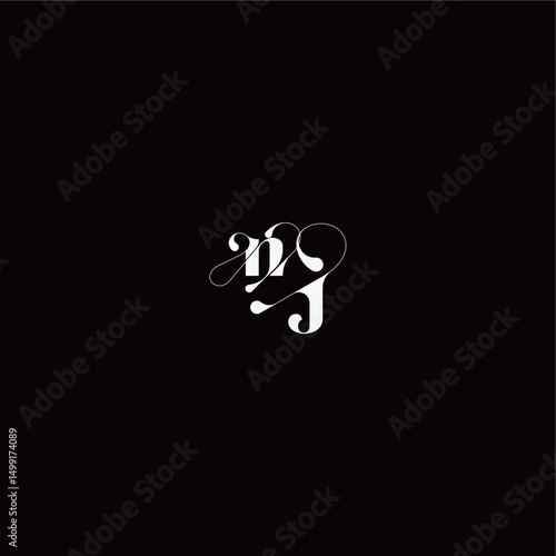 wedding typography initial monogram style and elegant concept NJ organic hairline logo letter