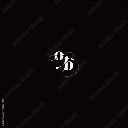 wedding typography initial monogram style and elegant concept OB organic hairline logo letter