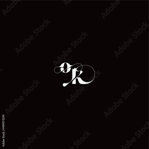 wedding typography initial monogram style and elegant concept OK organic hairline logo letter