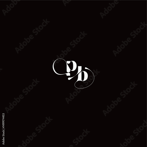 wedding typography initial monogram style and elegant concept PB organic hairline logo letter
