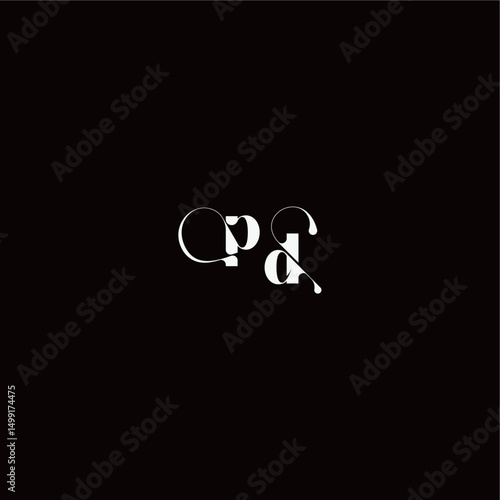 wedding typography initial monogram style and elegant concept PD organic hairline logo letter
