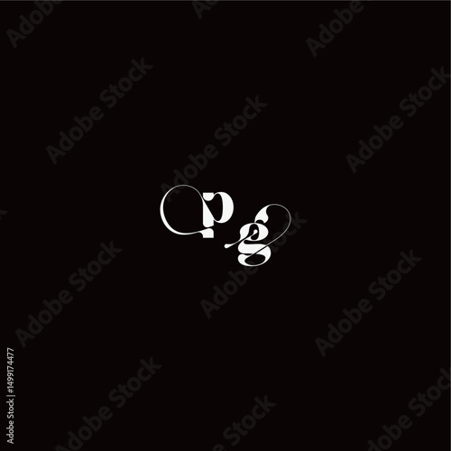 wedding typography initial monogram style and elegant concept PG organic hairline logo letter