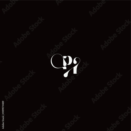 wedding typography initial monogram style and elegant concept PI organic hairline logo letter
