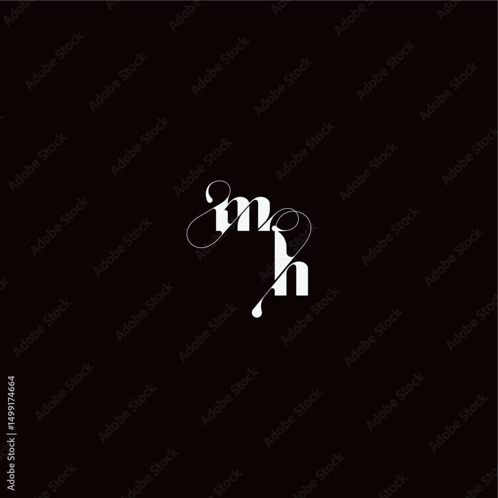 wedding typography initial monogram style and elegant concept MH organic hairline logo letter wedding typography initial monogram style and elegant concept MH organic hairline logo letter