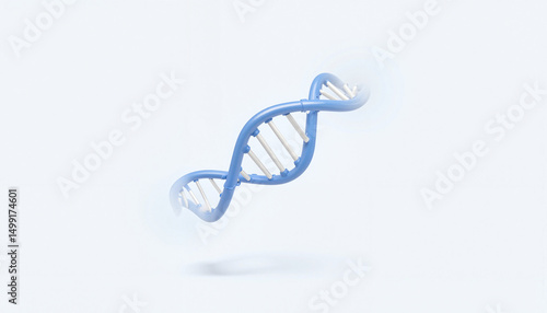 3D blue DNA helix model with white strands on neutral background  