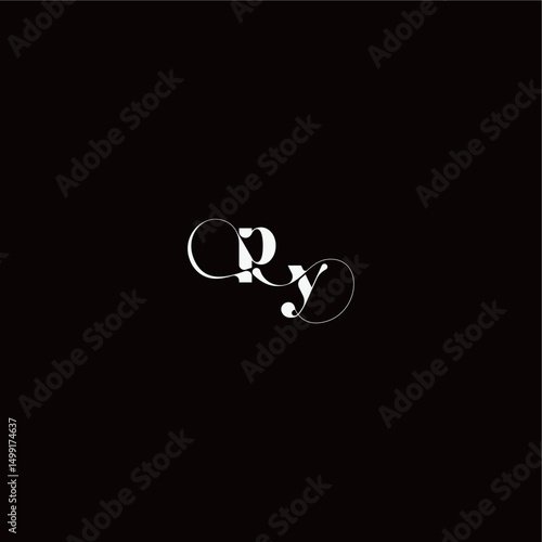 wedding typography initial monogram style and elegant concept PY organic hairline logo letter