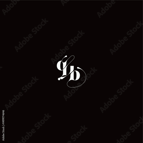 wedding typography initial monogram style and elegant concept QB organic hairline logo letter