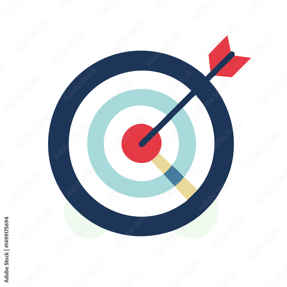 Vector illustration of an arrow hitting the center of a bullseye, symbolizing accuracy, success, and goal achievement.
Vector illustration of an arrow hitting the center of a bullseye, symbolizing accuracy, success, and goal achievement.