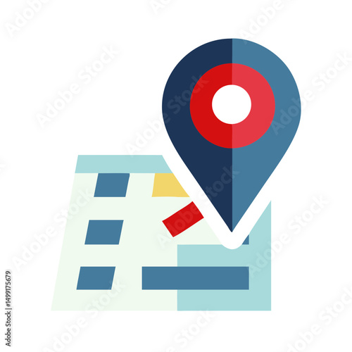 Free Download Flat style vector of a map with a red and blue location pin, symbolizing navigation, directions, and geolocation services.
 - GFXLoad