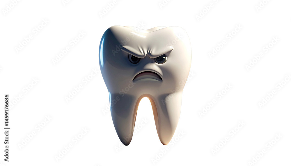 Angry Tooth Character With Furrowed Eyebrows Angry Tooth Character With Furrowed Eyebrows