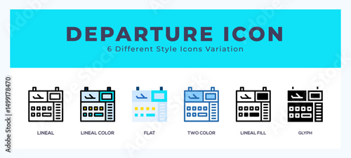 Departure icon set pack vector illustration.