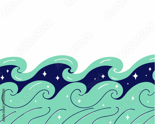 Abstract blue wave pattern on a summer ocean backdrop