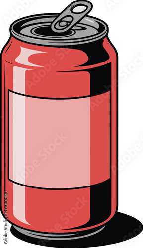 Vibrant Red Soda Can Illustration Refreshing Beverage Art for Modern Design