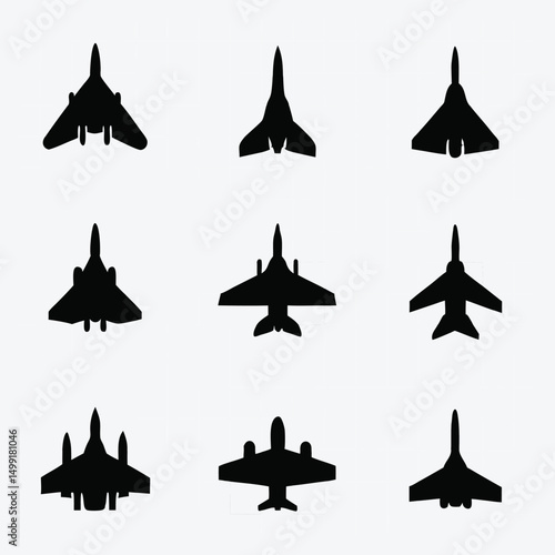 Su 57 fighter jet silhouette icon black on white background