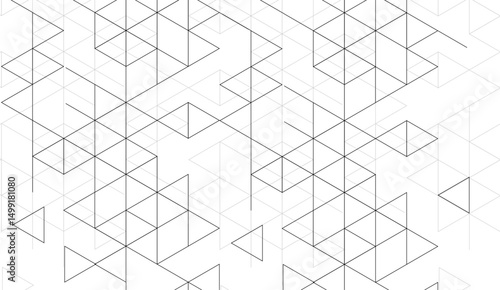 Isometric shape blocks and triangles on white background