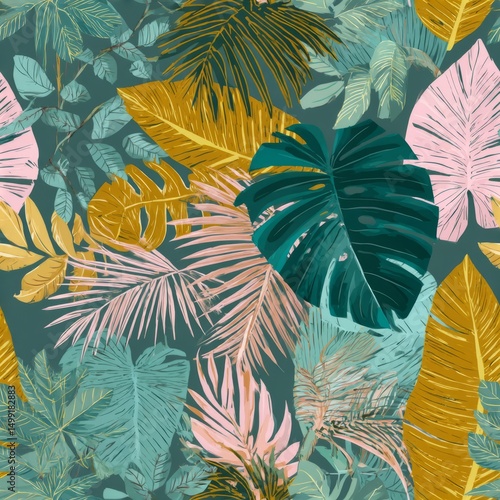 A vibrant tropical leaf pat...