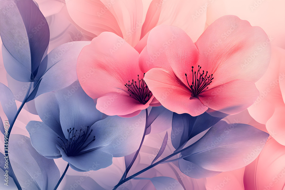 Fototapeta premium Abstract floral design in pastel colors for prints, postcards or wallpaper