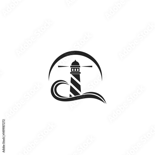 Lighthouse icon. Mercusuar tower icon, vector illustration
